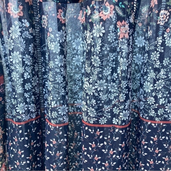 ADELYNE RAE Sz S Oversized Ditzy Floral Puff Sleeves Open Lace Tassel Tunic - Picture 7 of 8